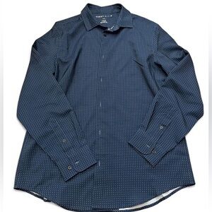 Perry Ellis Navy Dotted Button Down Shirt